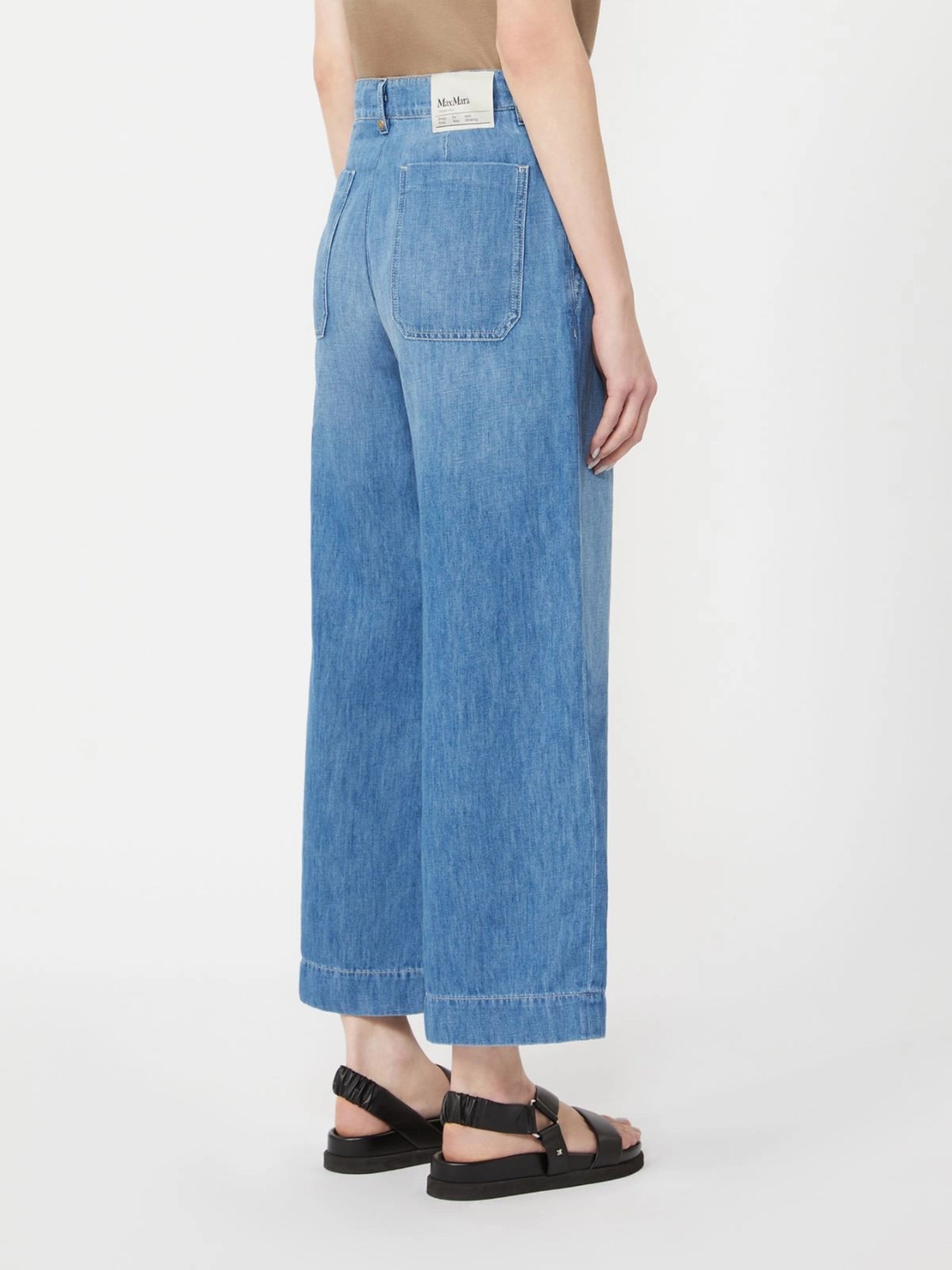 Blue Smmastice Wide-Leg High Denim Culottes