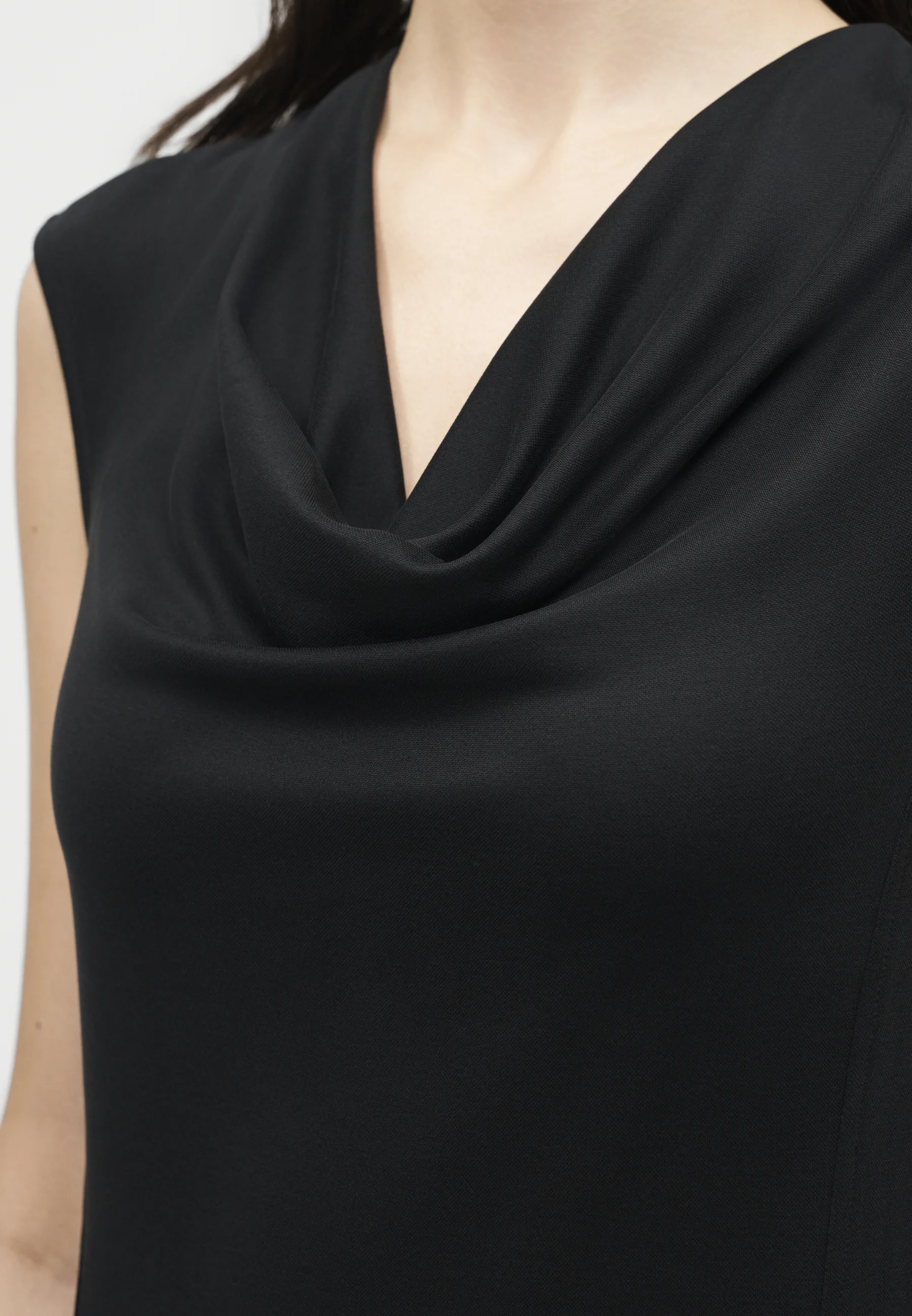 A-Line Midi Dress with Draped Cowl Neckline
