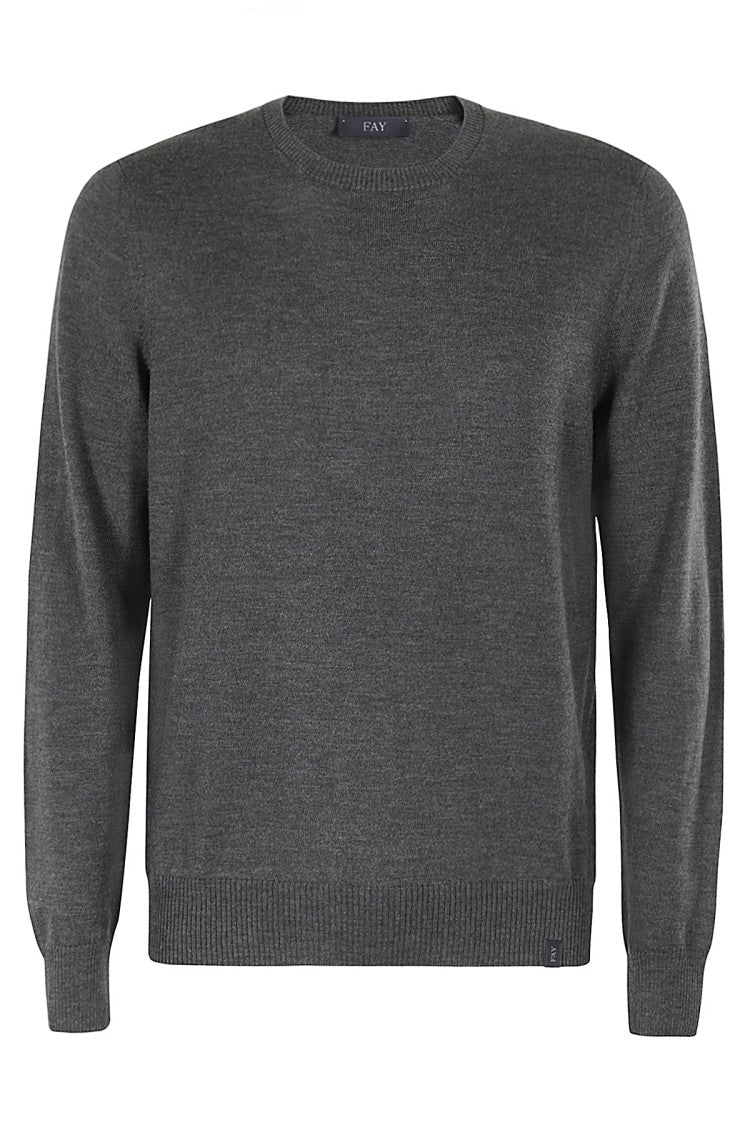 Classic Gray Virgin Wool Pullover Sweater