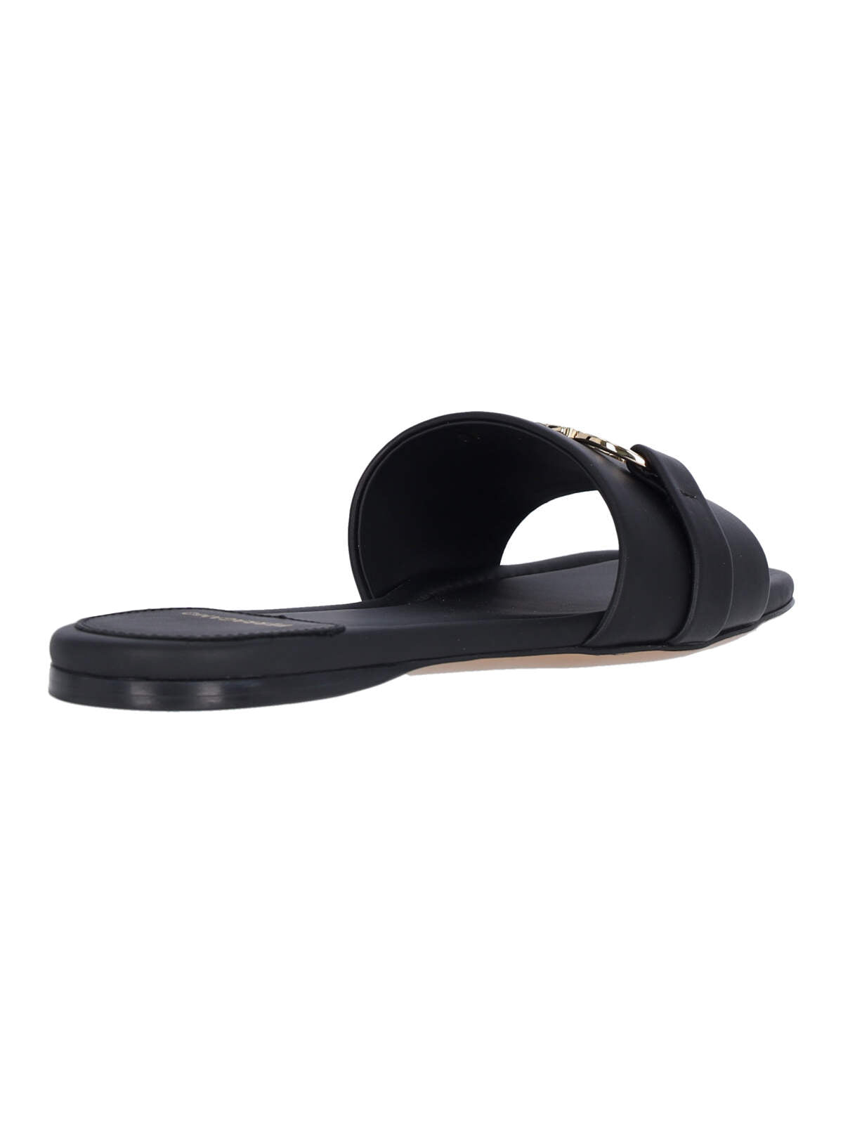 Slide Sandals with Gold-tone Metal Hardware
