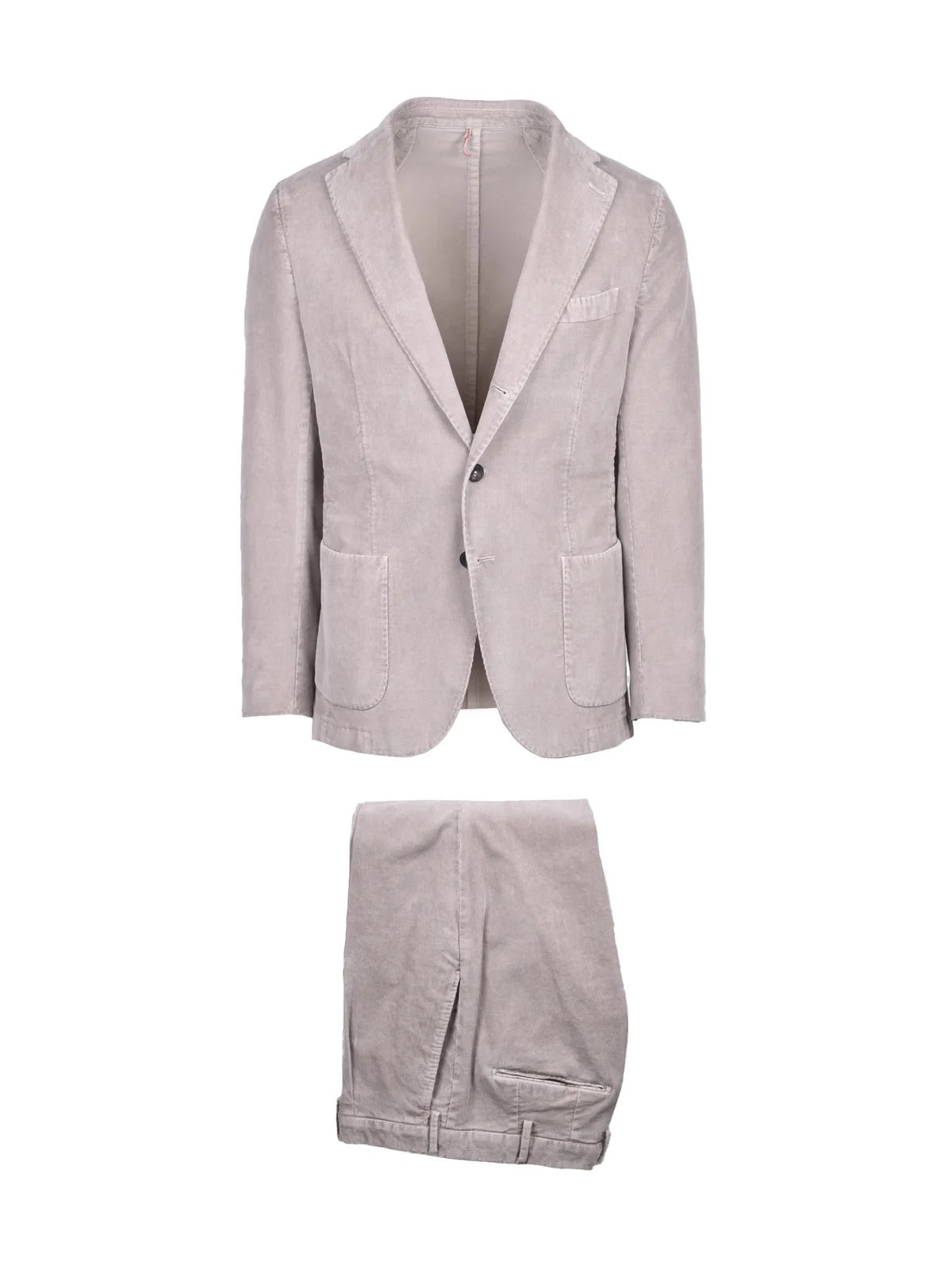 Beige Velvet Cotton Elastane Suit