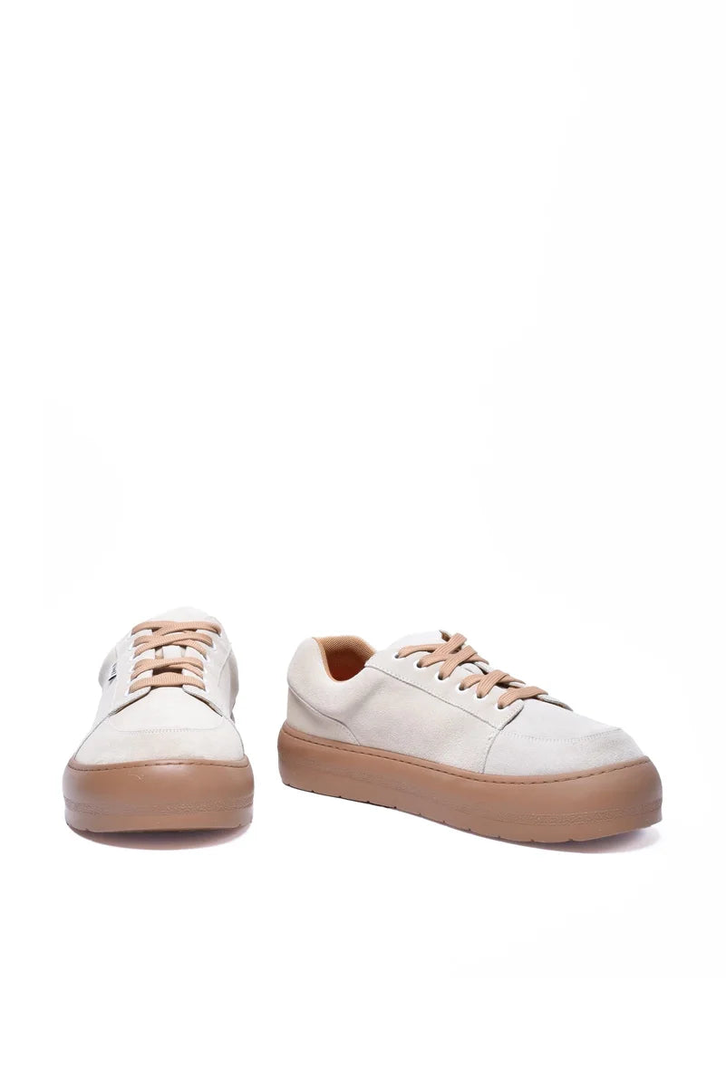 Suede Sneaker - Beige/Brown