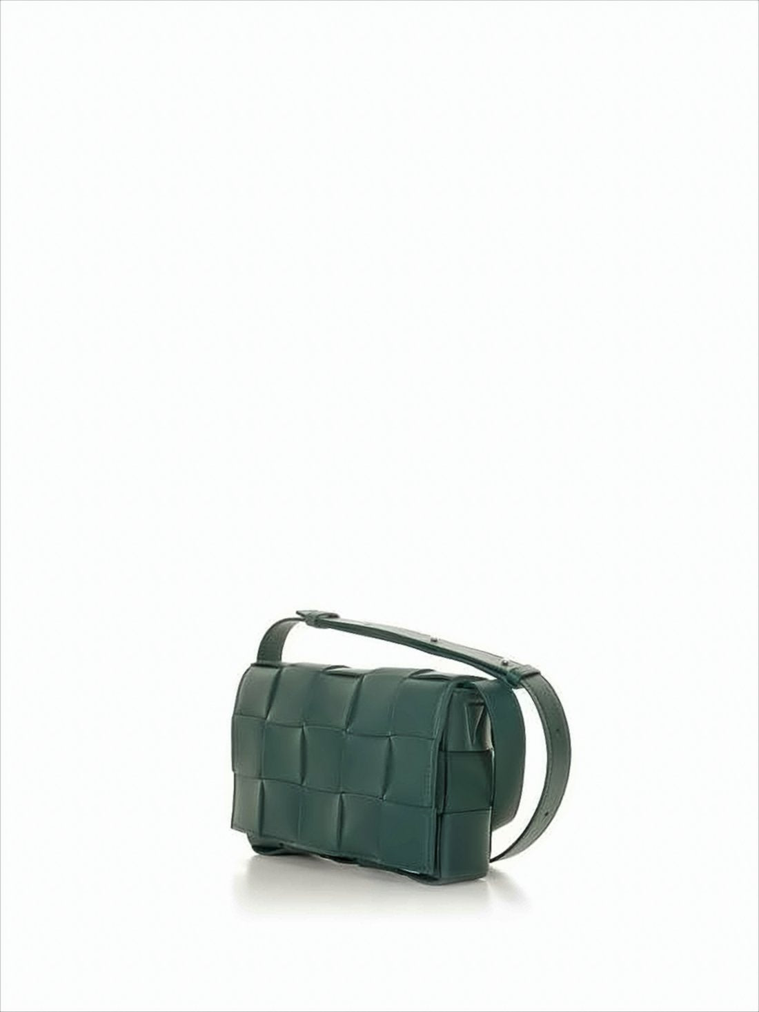 Rectangular Green Lambskin Woven Crossbody Bag