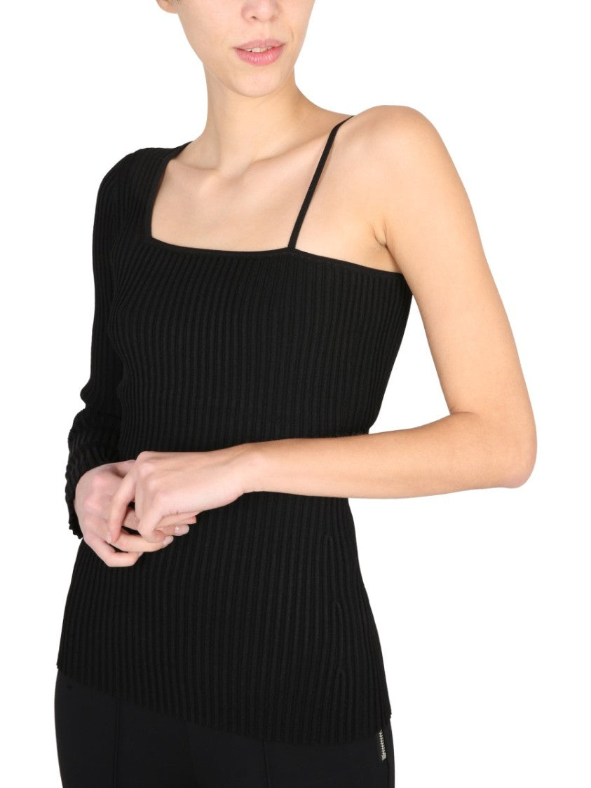Asymmetrical Ribbed Knit Top