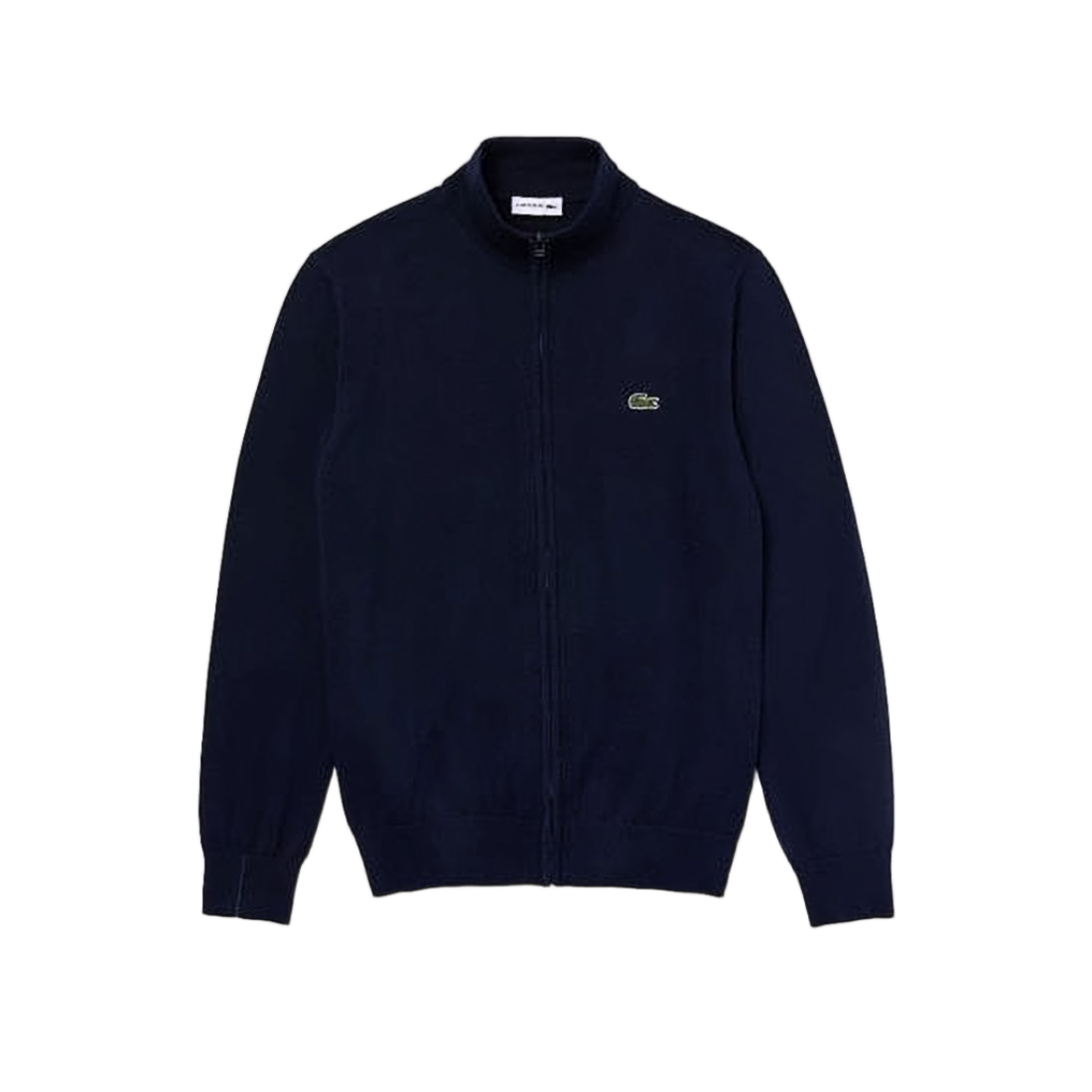 Classic Zip-Up Cardigan with High Collar