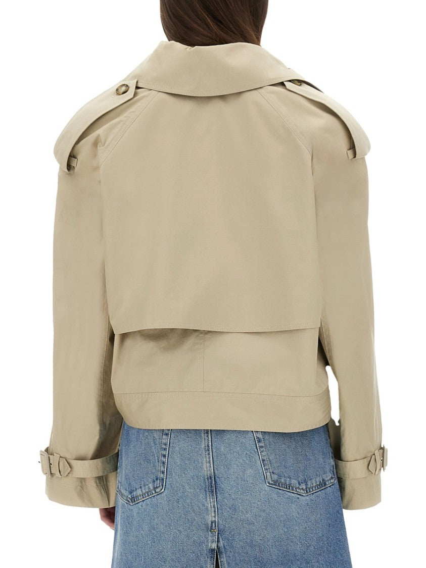 Cropped Double-Breasted Trench Coat With Belt