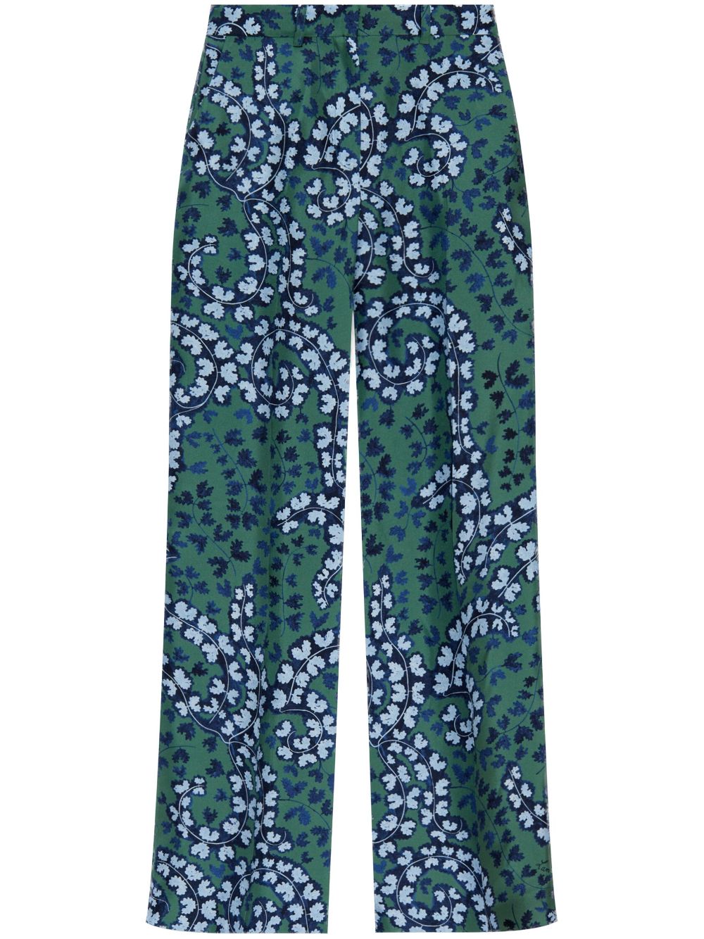 Forest Green Patterned Wide Leg Trousers