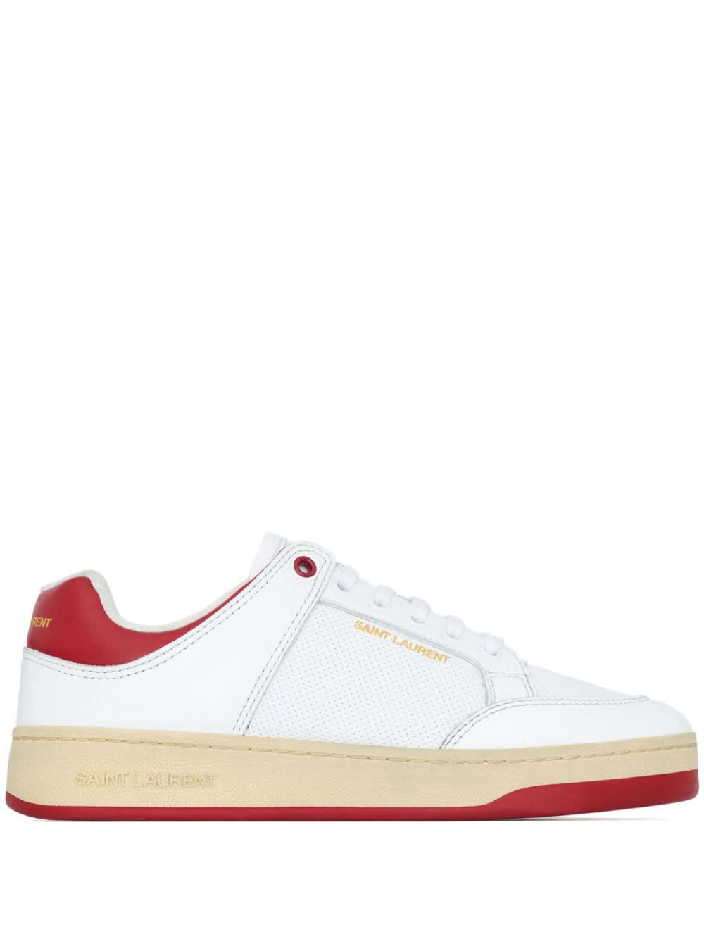 White Sl61 Textured Leather Sneakers