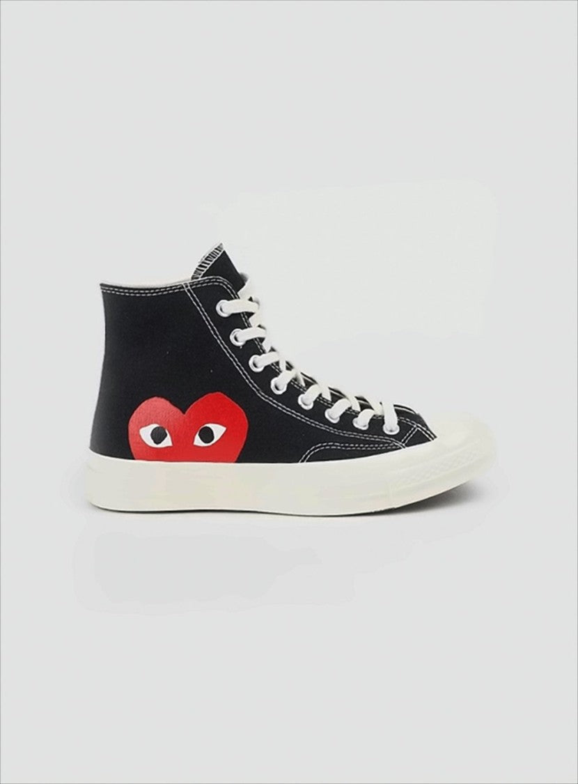 High-Top Sneakers With Iconic Heart Motif And Contrast Detailing
