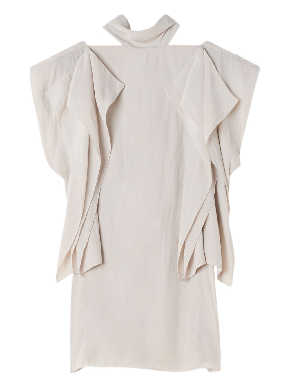 Off-White High-Neck Ruffled Sleeveless Top