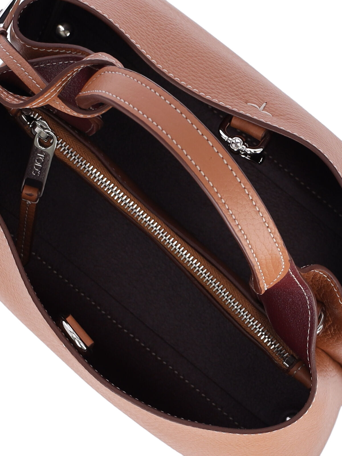 Structured Brown Hammered Calf Leather Shoulder Bag