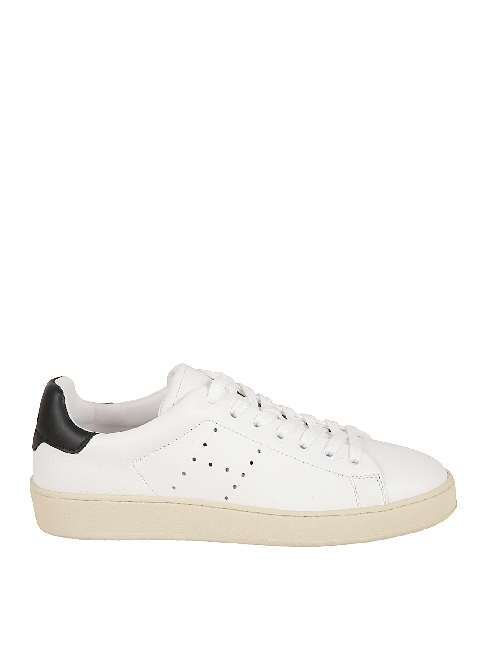 Low-Top Leather Sneakers With Perforated Detailing