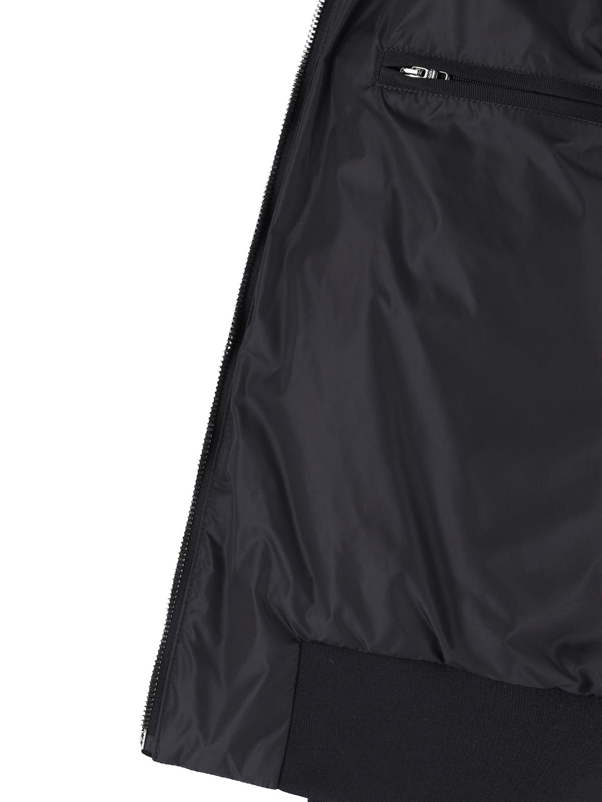 Black Sleek Ribbed Trim Bomber Jacket
