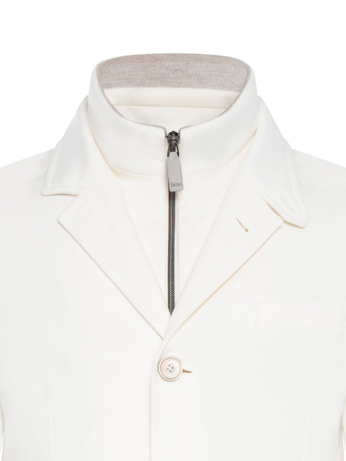 Silk-Cashmere Blend White Herno Jacket