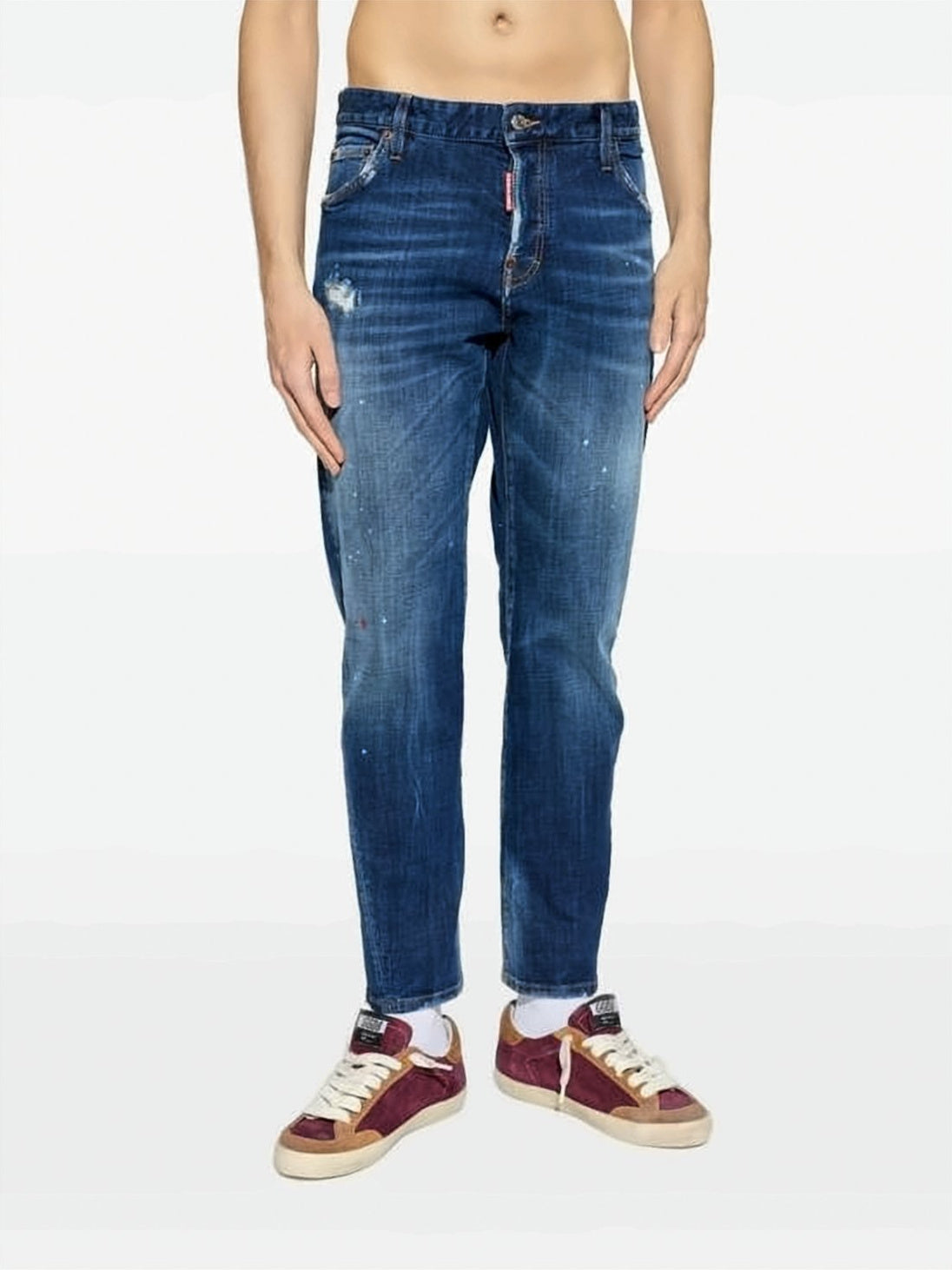 Distressed Medium Blue Denim Pants