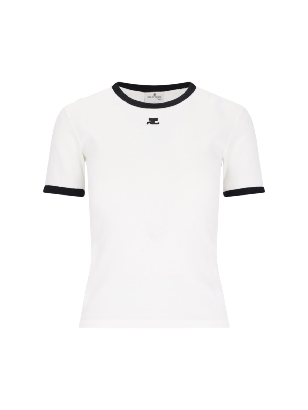 Logo T-Shirt, In White Cotton, Crew Neck