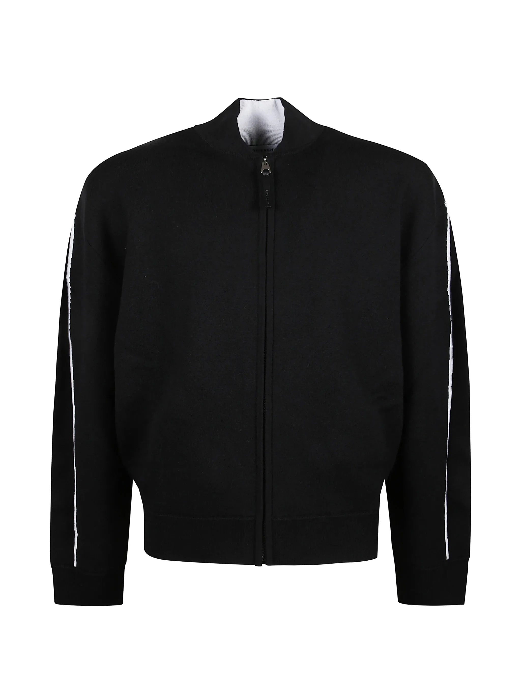 Couture Seam Cropped Wool Zipped Cardigan