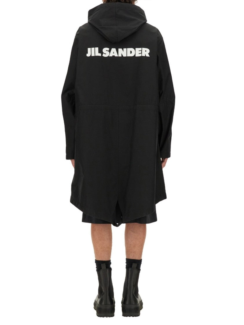 Hooded Black Cotton Parka
