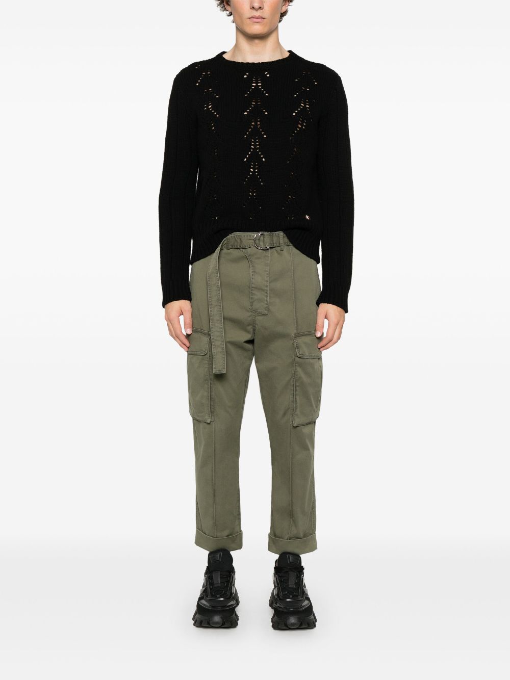 Cropped Olive Green Cargo Trousers