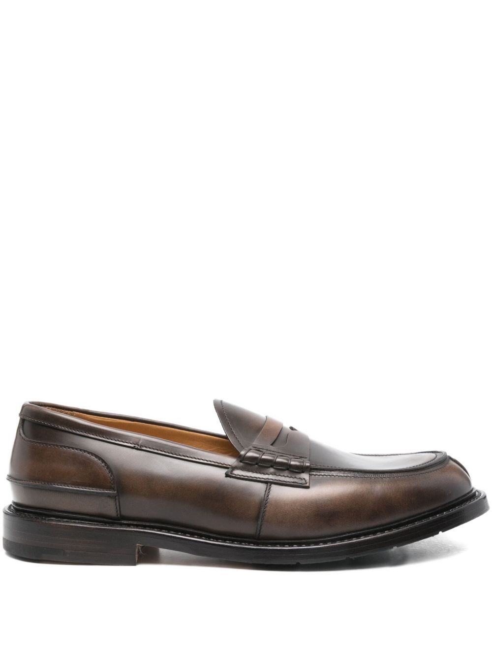 Penny Slot Detail Brown Leather Loafers