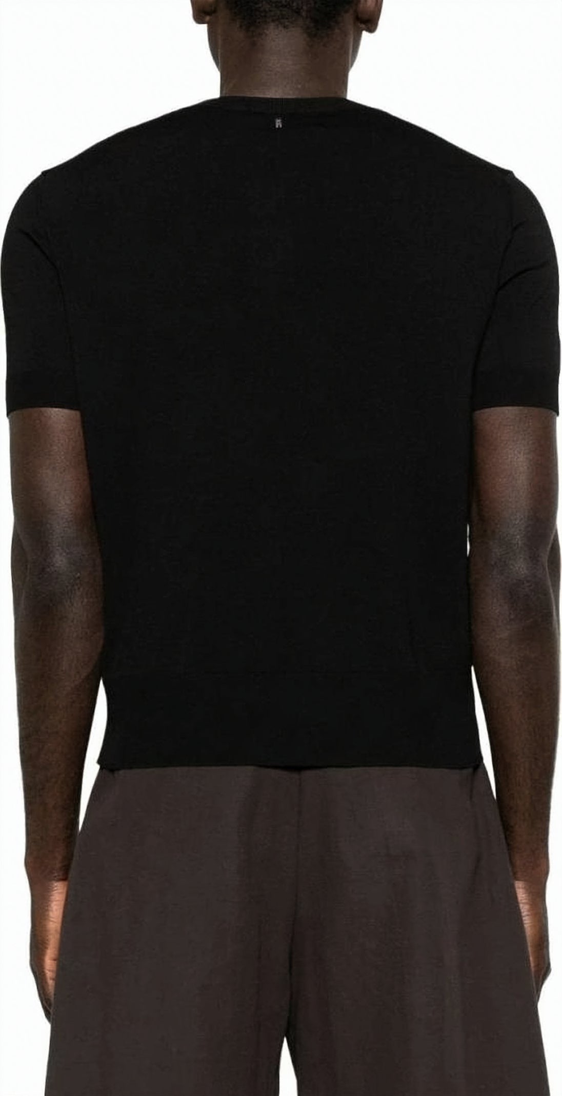 Black Fitted Viscose Rayon Crewneck Sweater