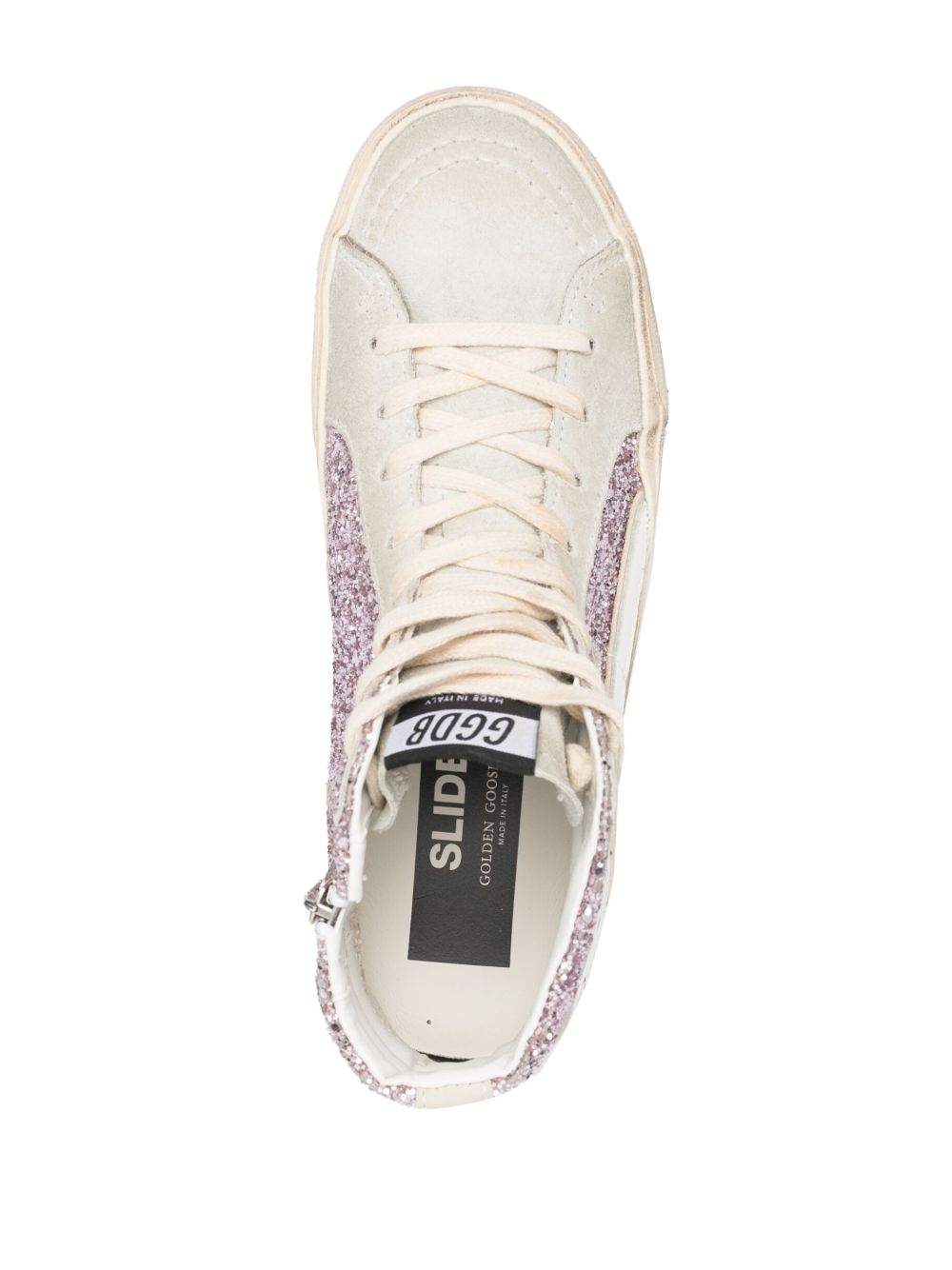 High-Top Sneakers with Glittery Textured Fabric