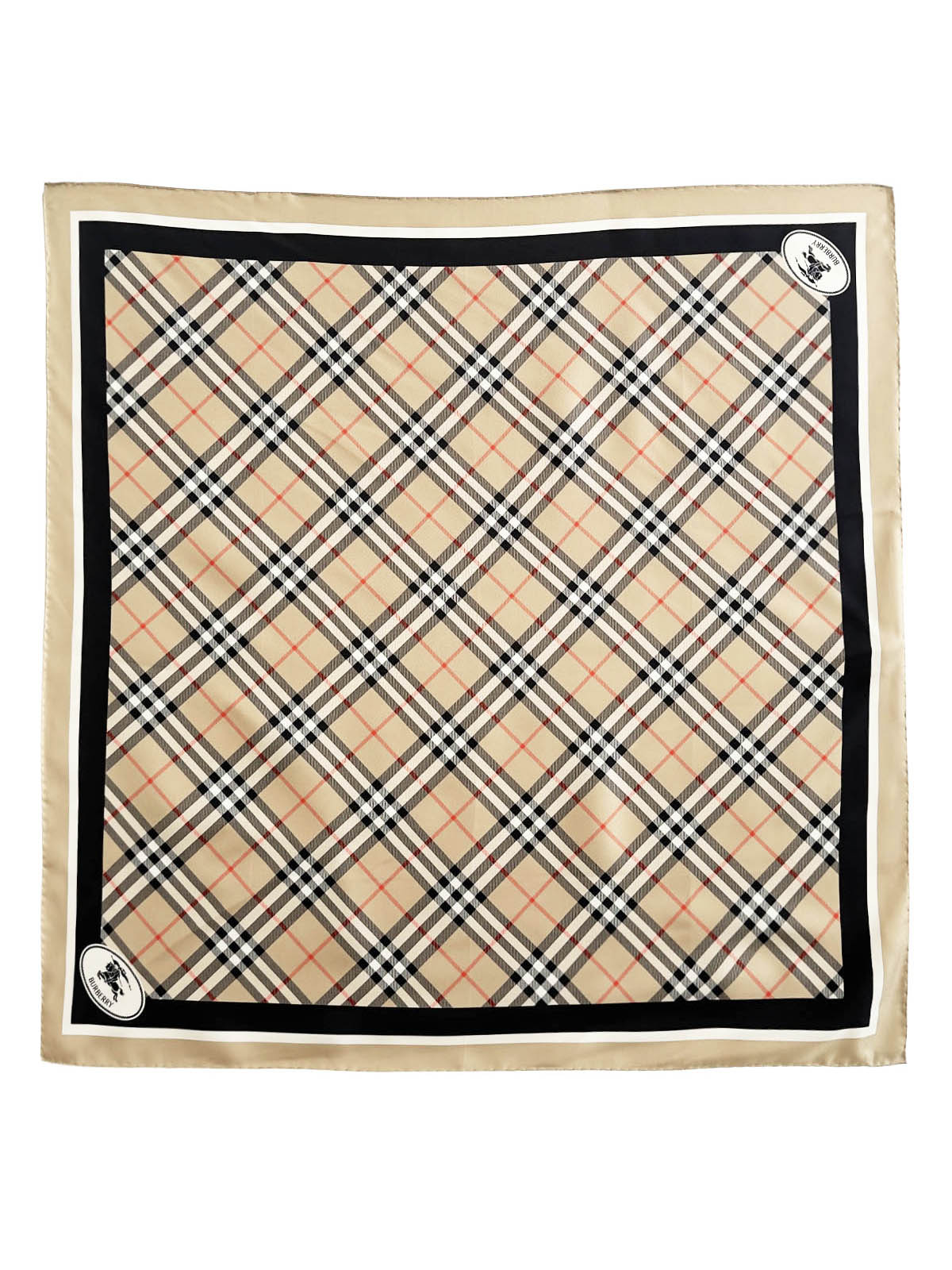 Square Plaid Scarf With Bold Border