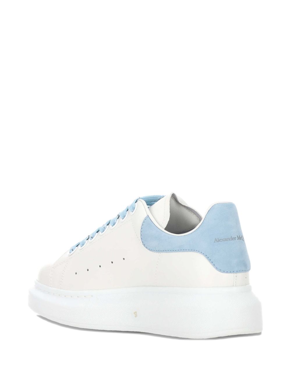 White Leather Sneakers with Blue Suede Accents