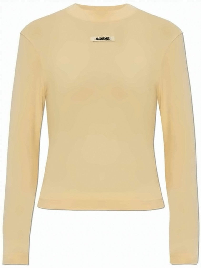 Fitted Long-Sleeve Top With Crew Neckline And Subtle Logo