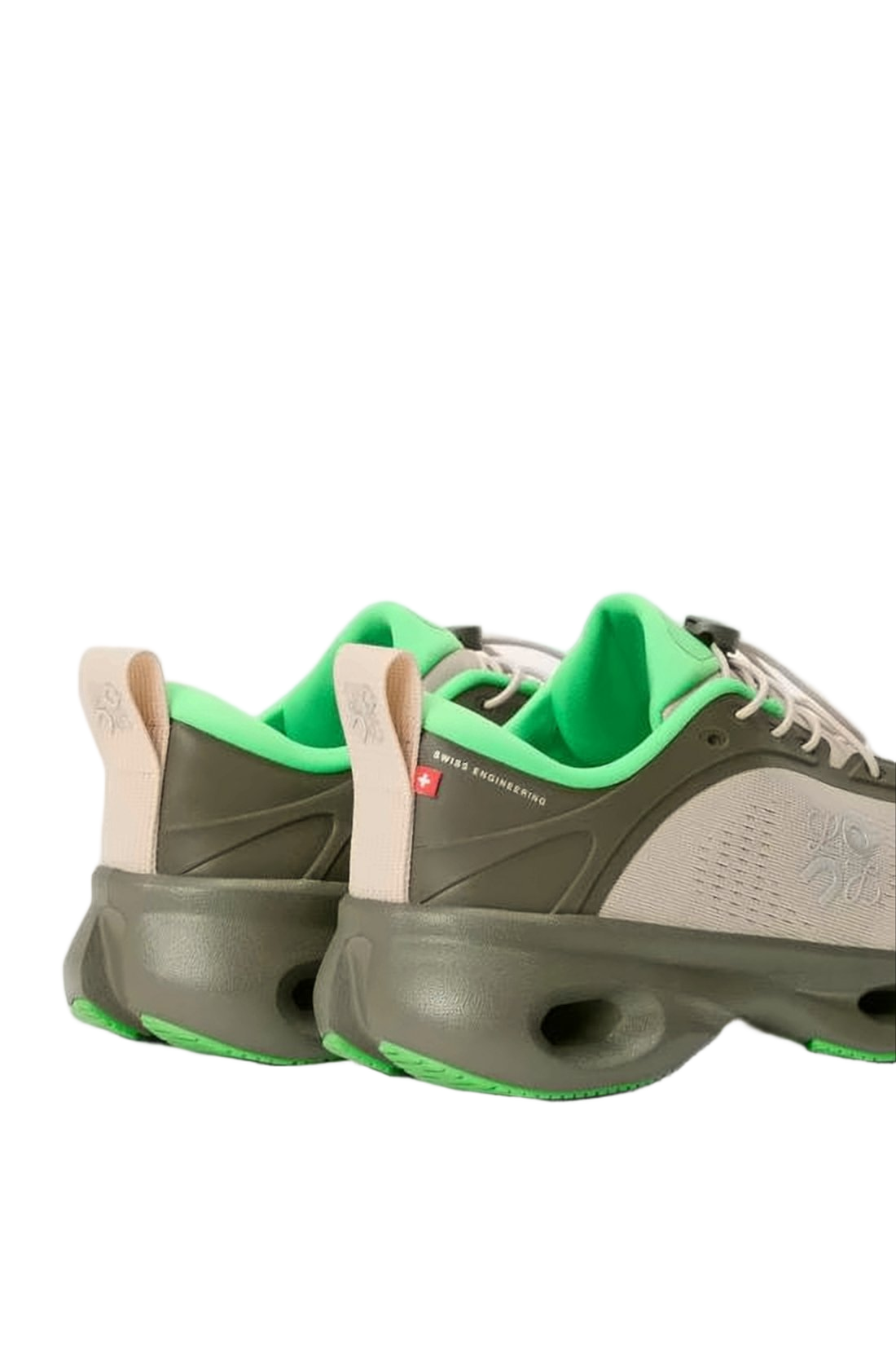Modern Beige Sneakers with Olive Green Overlays