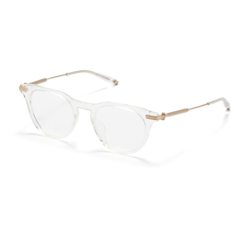 Gemini Transparent Round Eyeglasses with Gold-tone Temples