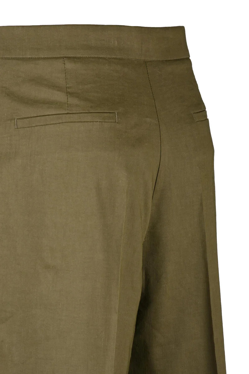Linen Stretch Trousers - Military Green
