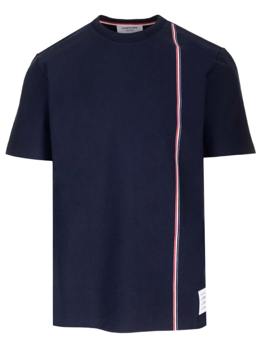 Black Short-Sleeved T-Shirt with Unique Stripe Detail