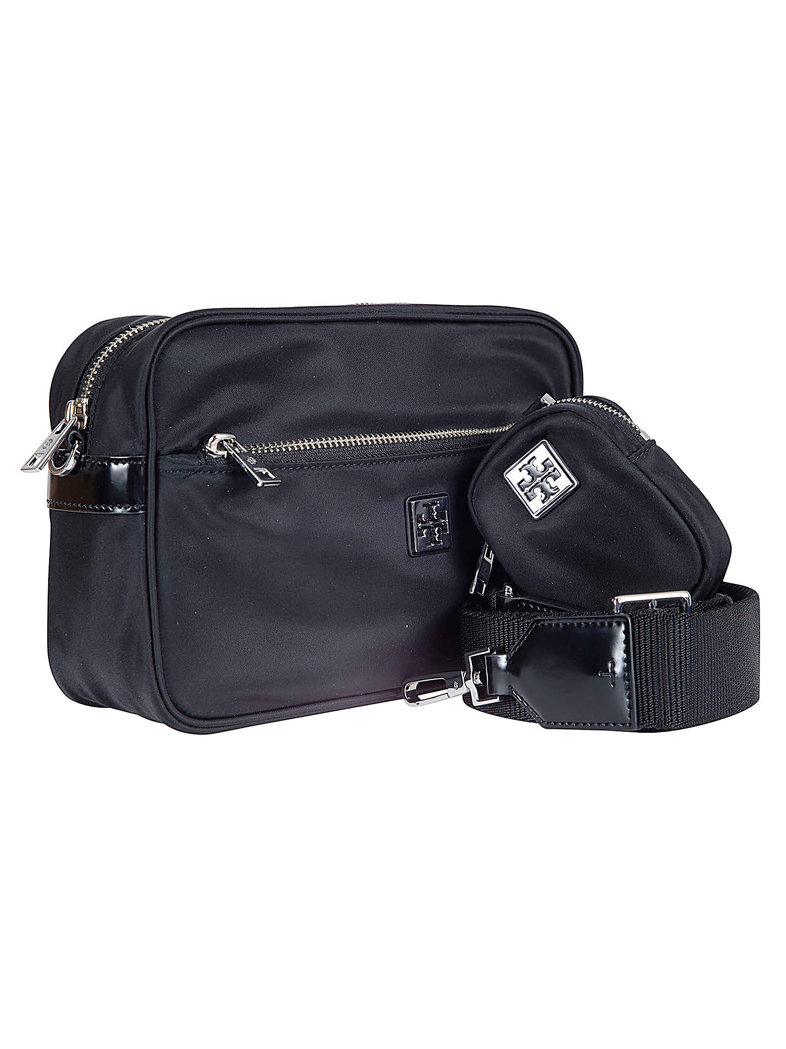 Rectangular Fabric Bag with Adjustable Strap and Removable Pouch
