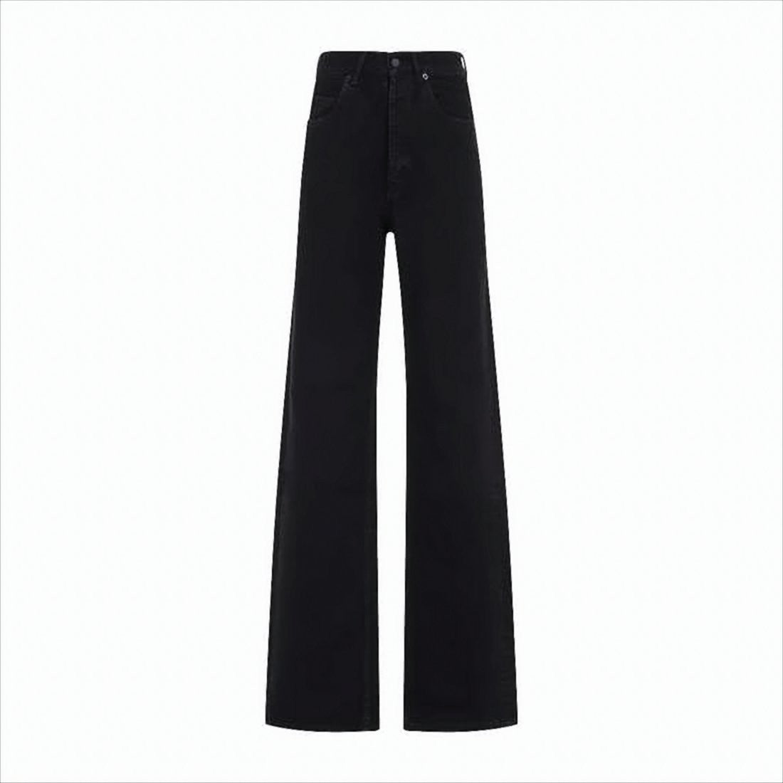 Wide-Leg High-Waisted Black Denim Pants