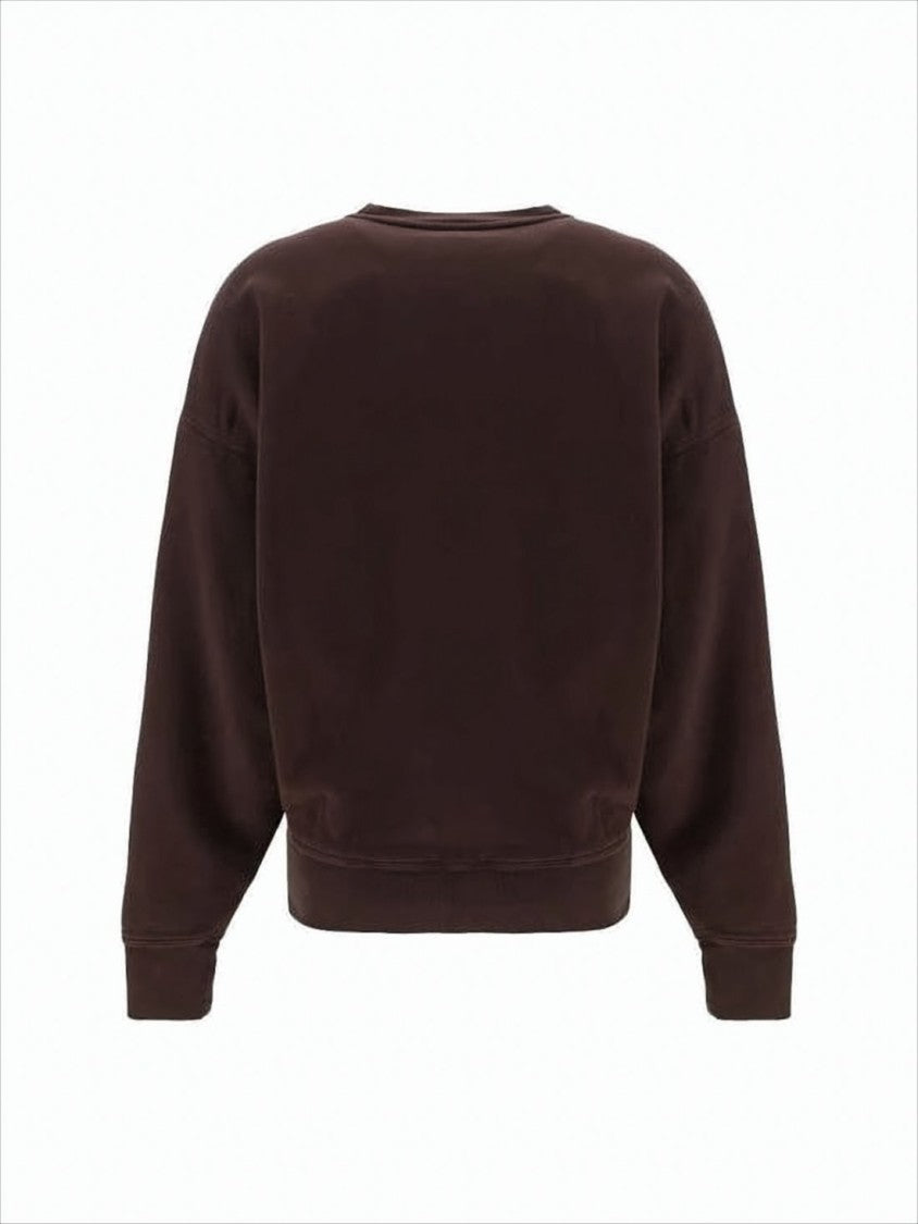 Relaxed-Fit Brown Long-Sleeve Top with Crew Neckline