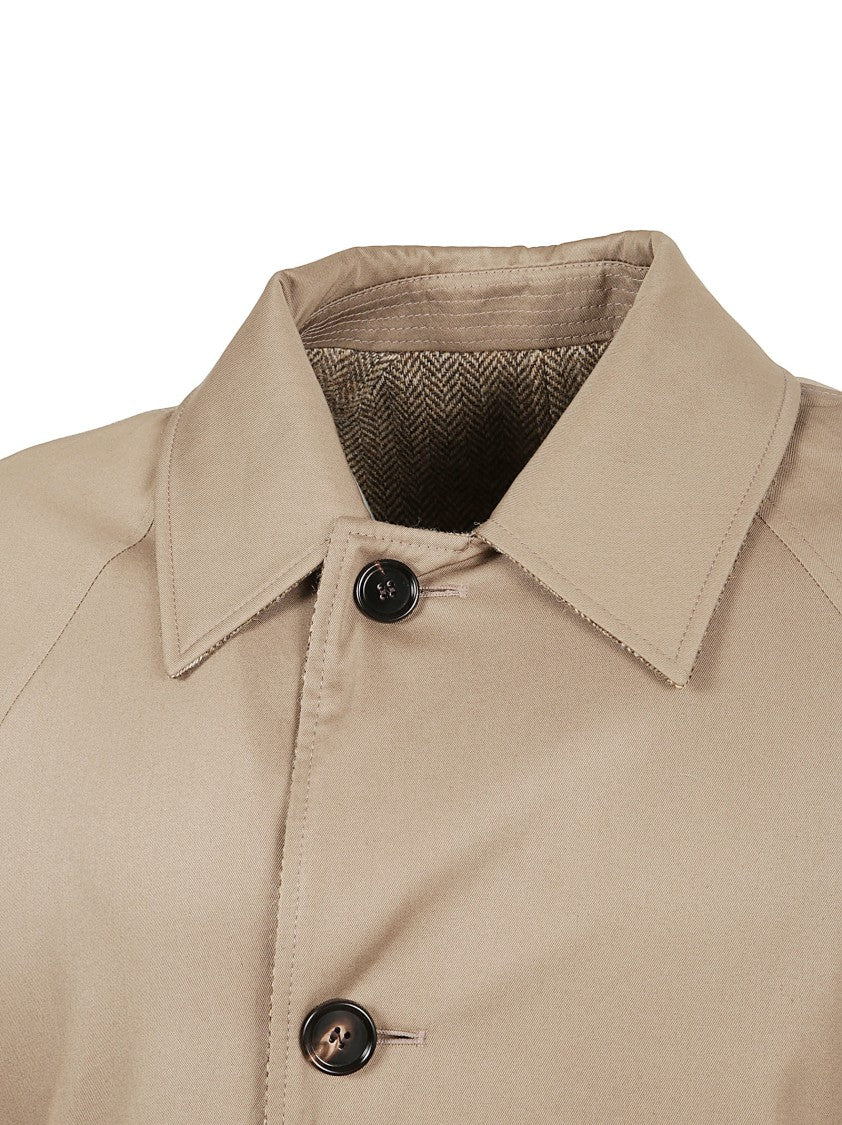 Reversible Brown Herringbone Weave Coat