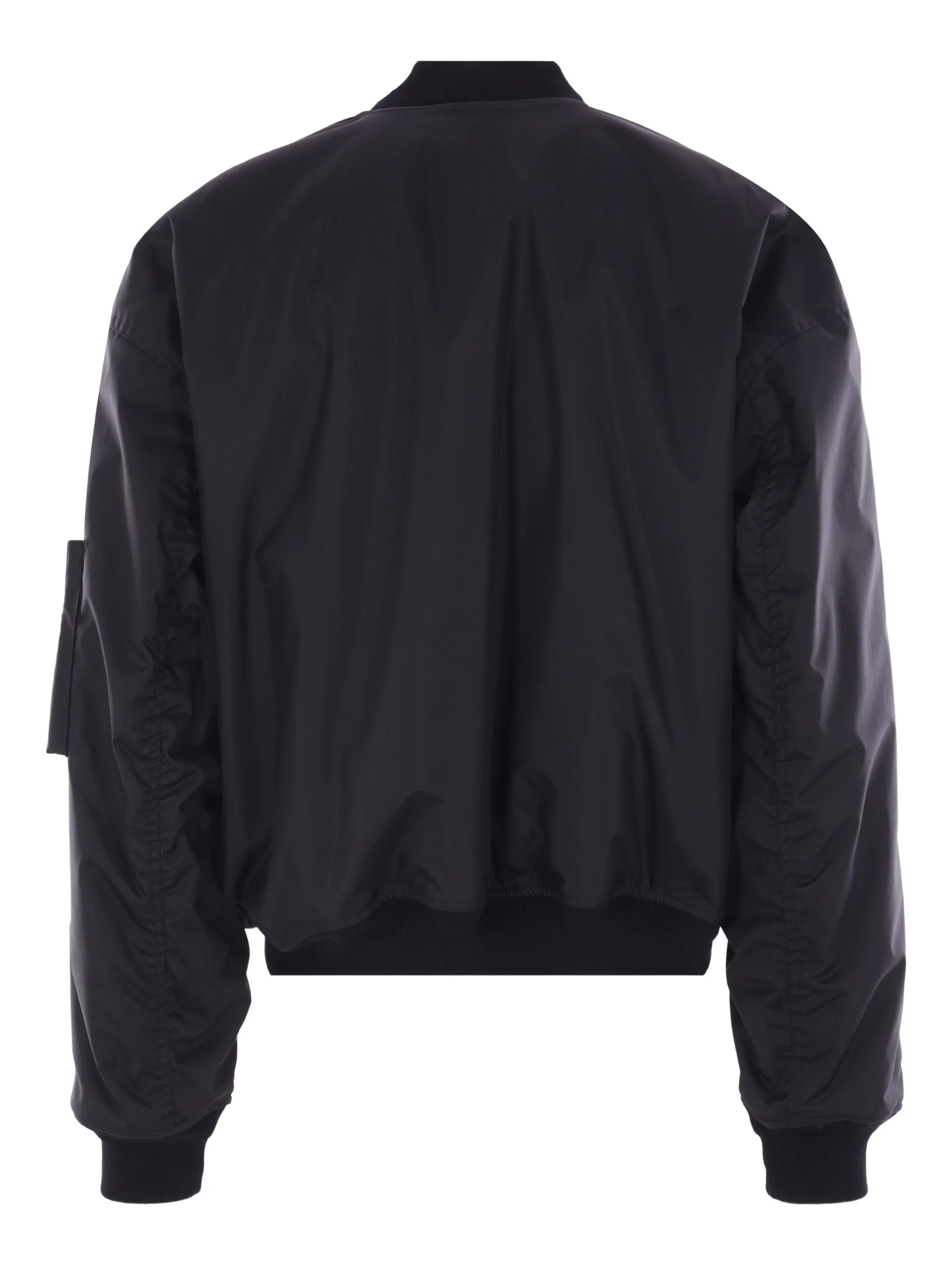 Black Bomber Cropped Padded Polyester Jacket