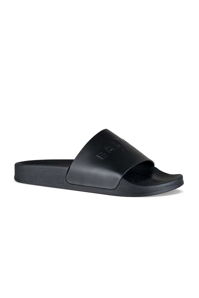 Black Slides With Embossed Logo Band