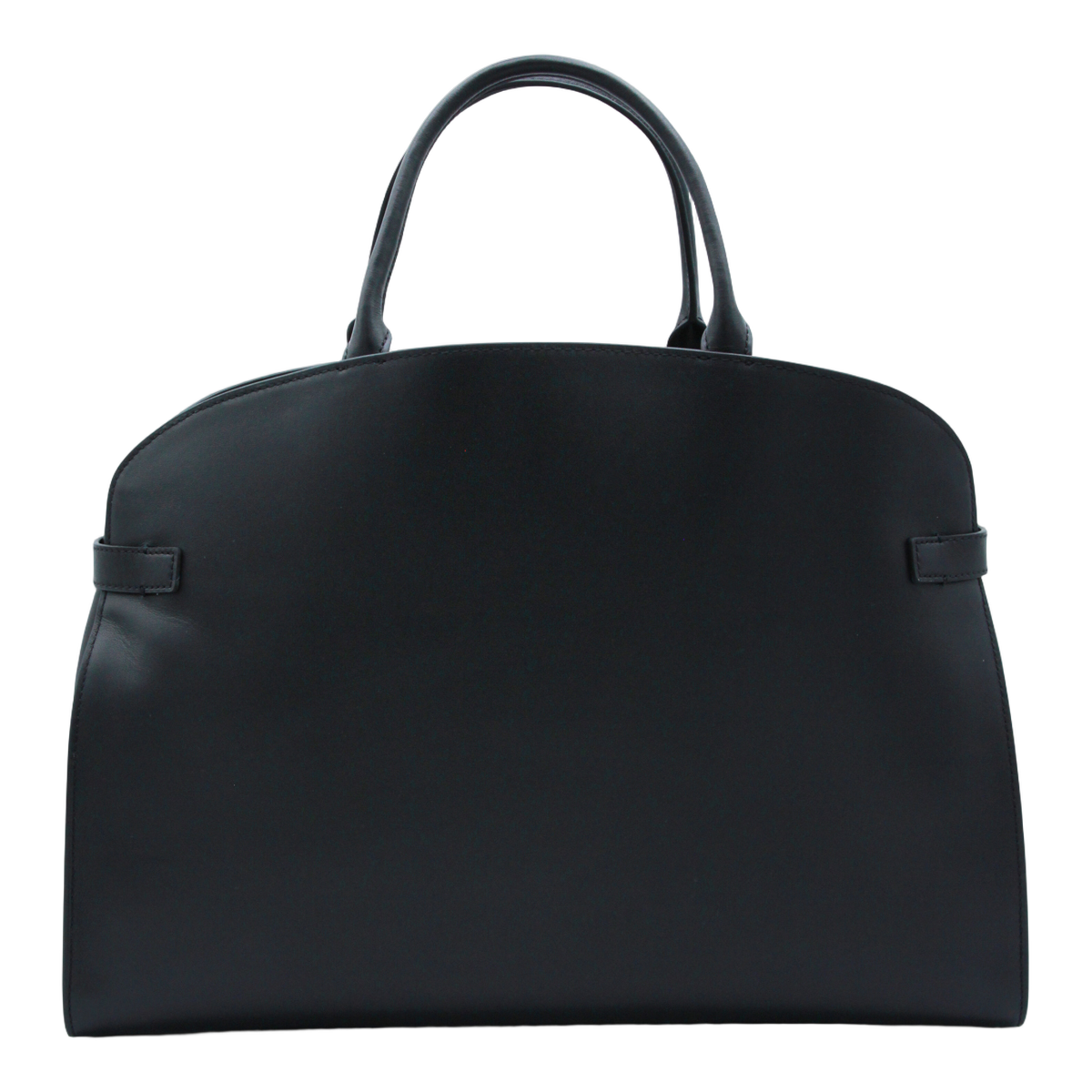 Structured Black Handbag with Rounded Top