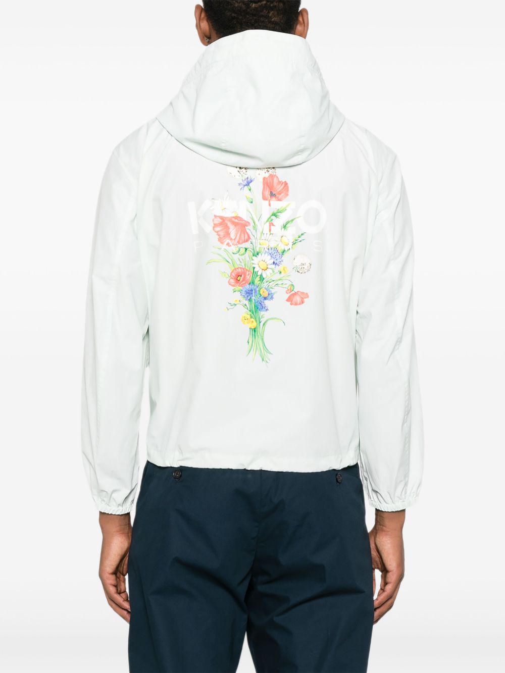 Hooded Casual Jacket with Floral Accents
