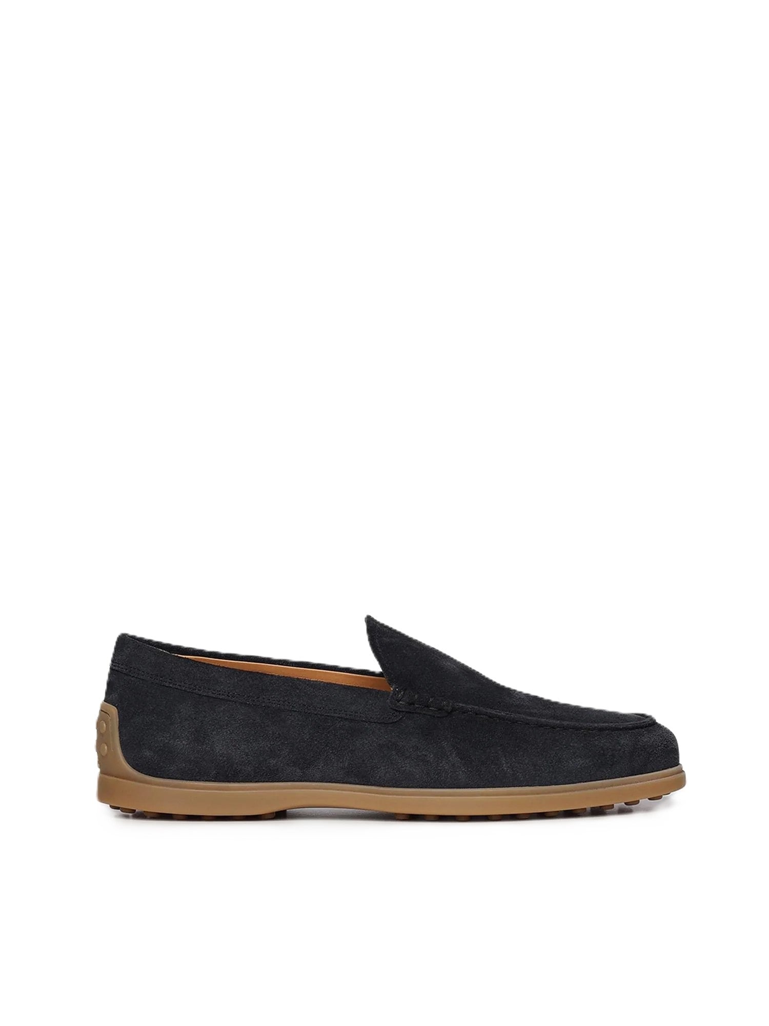 Moccasin-Style Black Suede Loafers with Contrasting Rubber Sole