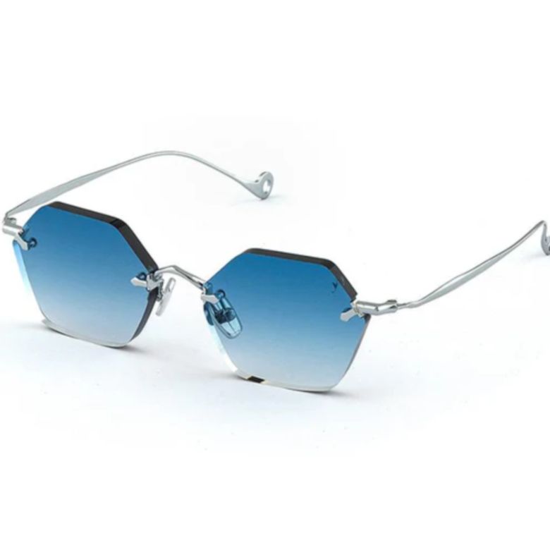 Carnaby C.1-53 Hexagonal Gradient Blue Lens Sunglasses with Silver Metal Frame