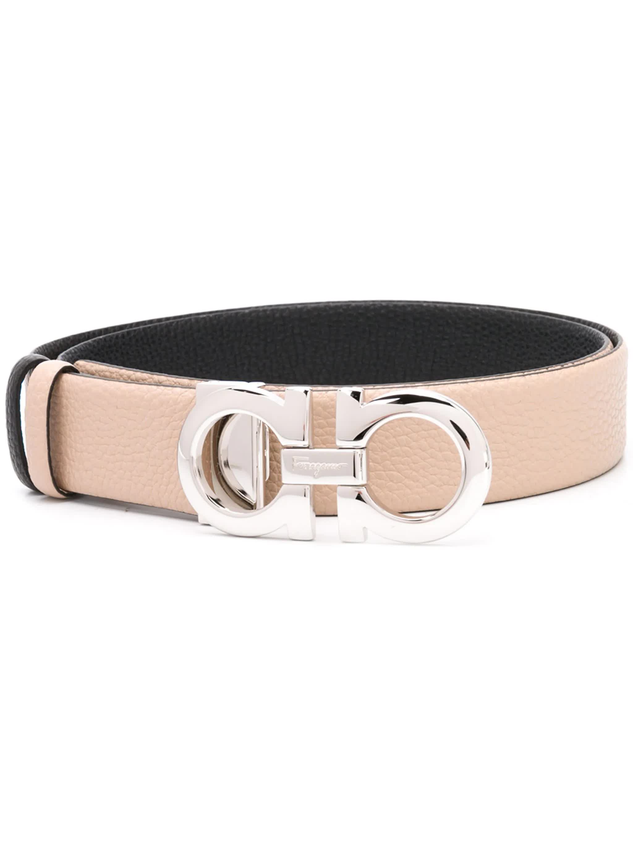 Beige Cintura H35 Textured Leather Belt