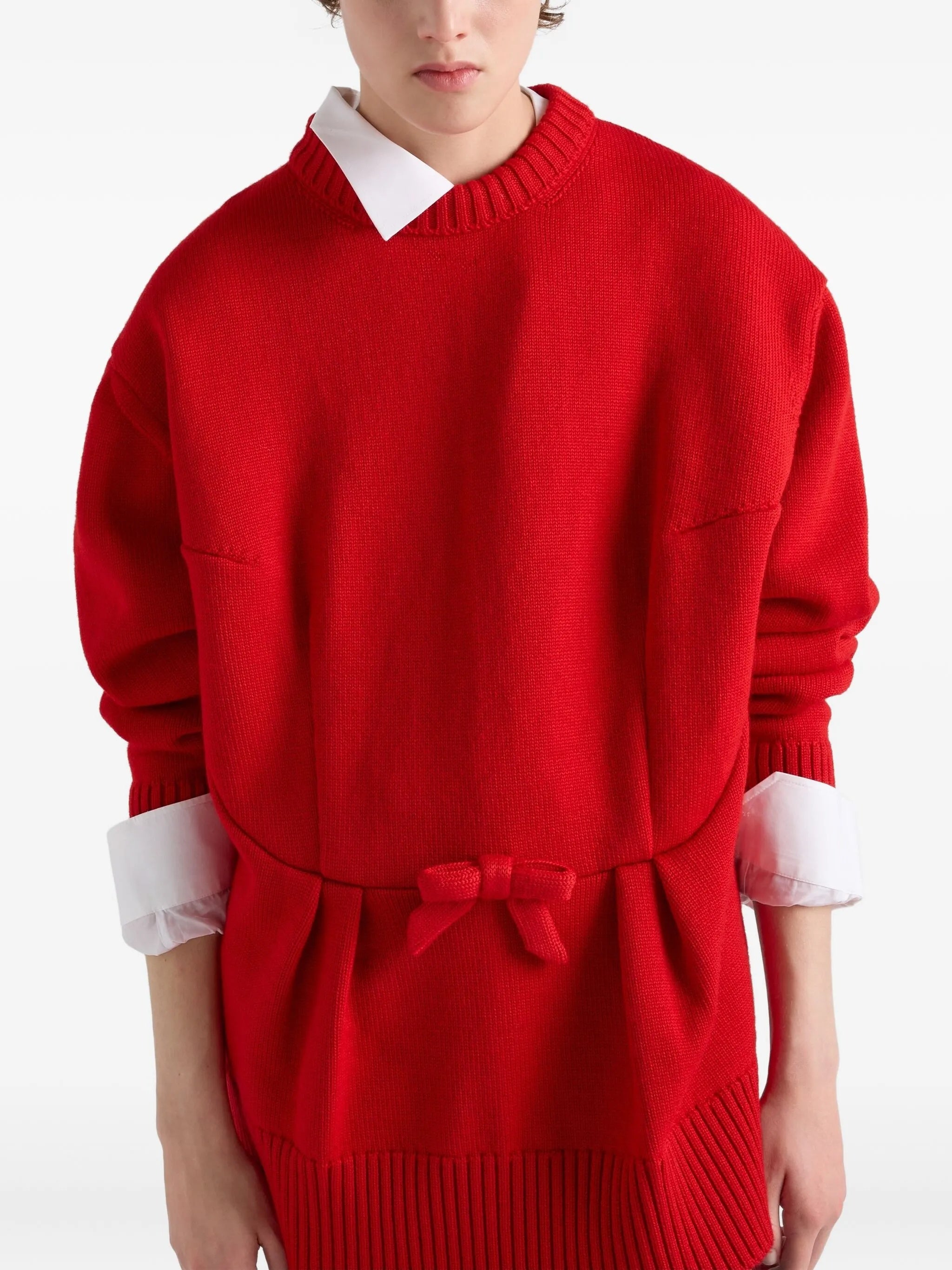 Vibrant Red Relaxed-Fit Knit Sweater