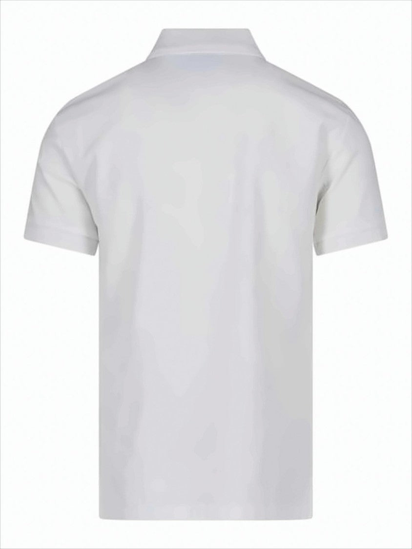 Textured Knit White Polo Shirt