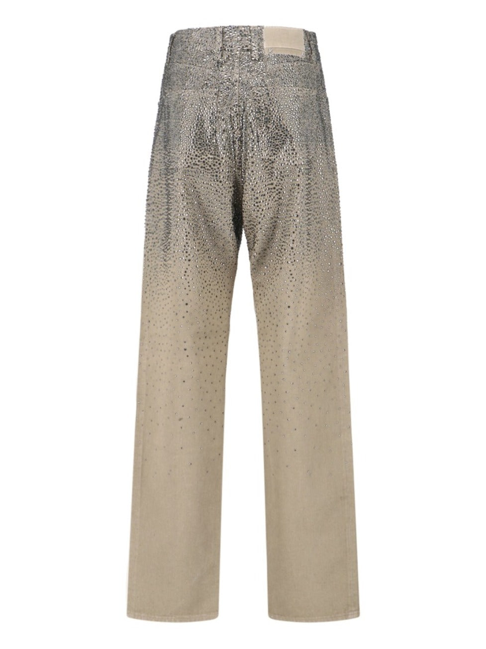 Straight-Leg Jeans With Rhinestones – Beige