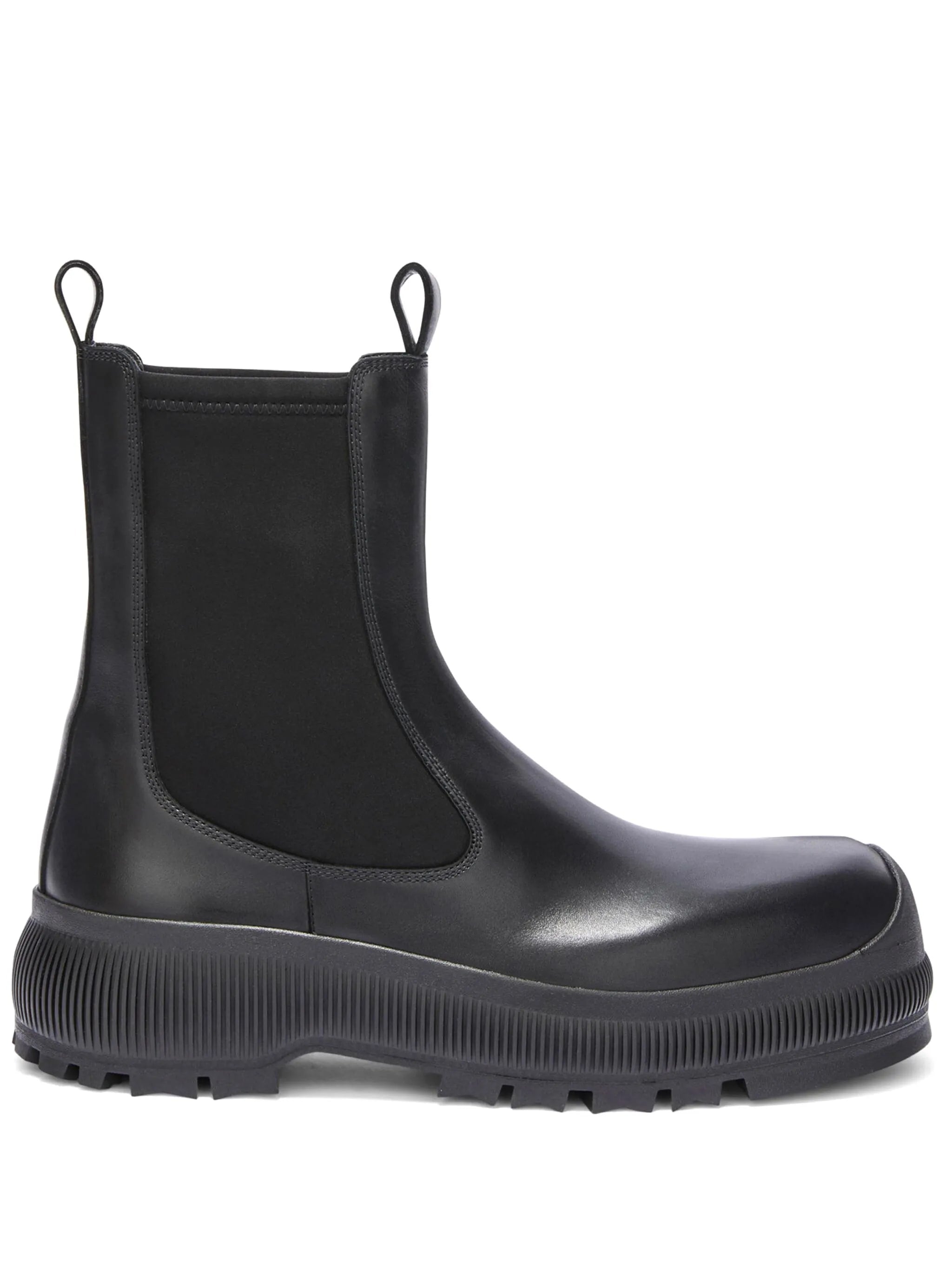 Black Chelsea Vibram Sole Leather Boots