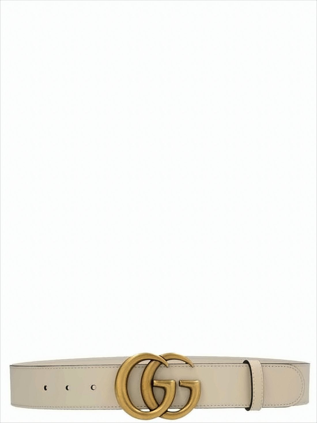 Leather Belt with Vintage Double G Buckle
