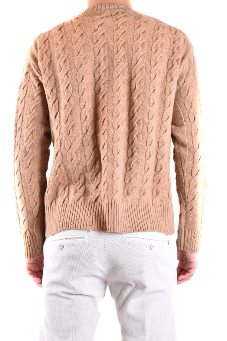 Cable Knit Sweater In Warm Camel Tone
